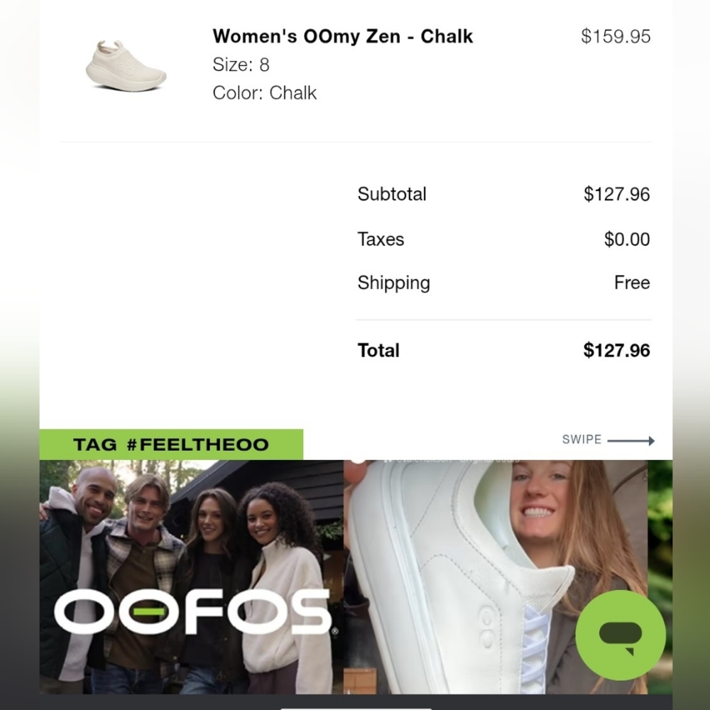 Oofos OOmy Zen Chalk Women's Size 8 Sneakers - Picture 7 of 7